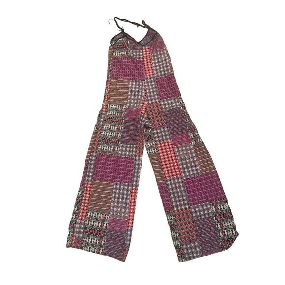 Sans Souci Boho Patchwork Print Wide Leg Jumpsuit Women's Size M Multicolor - Picture 2 of 4